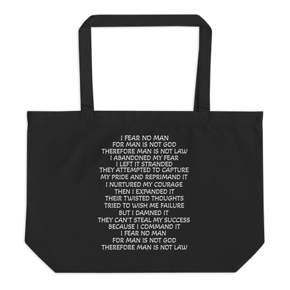 Fear No Man Large Organic Tote Bag