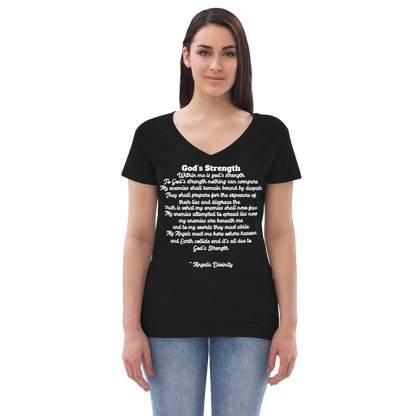 Women’s God's Strength Poetry V-Neck T-Shirt