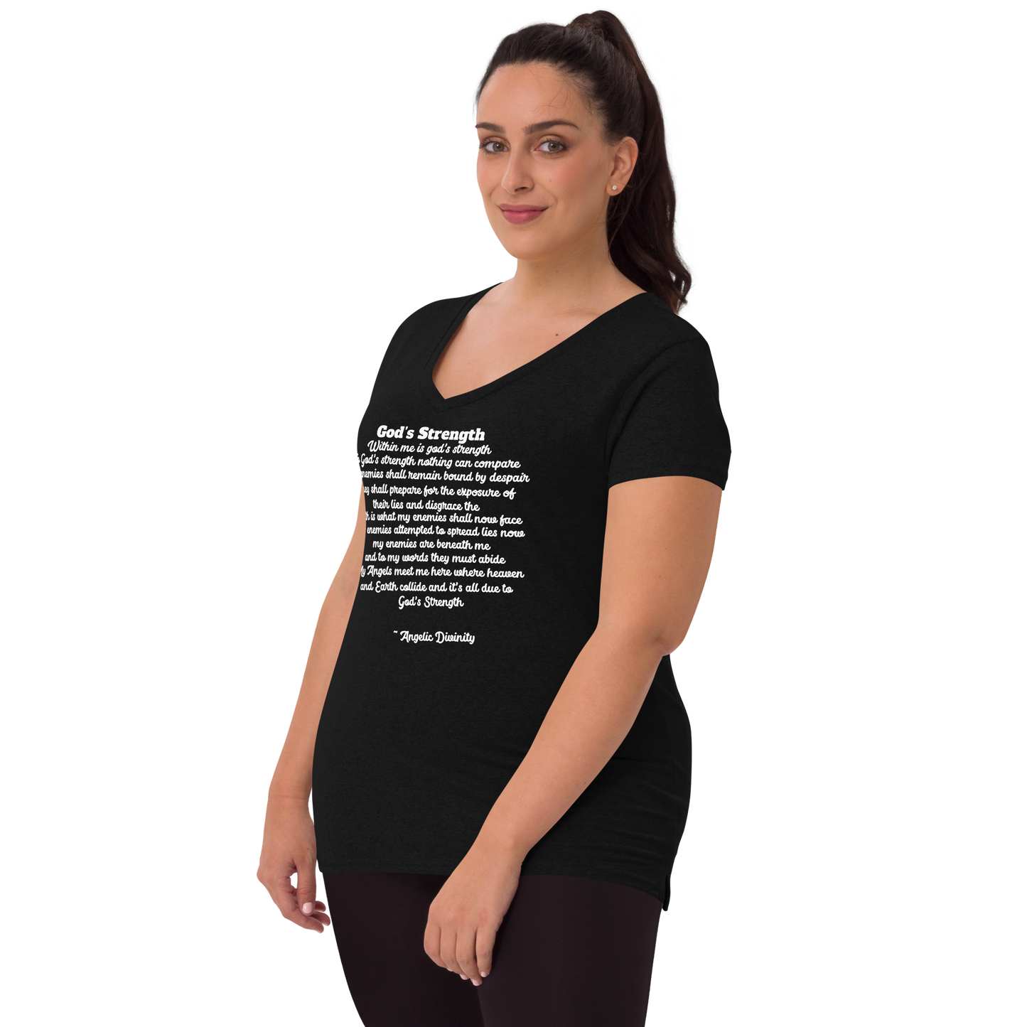 Women’s God's Strength Poetry V-Neck T-Shirt