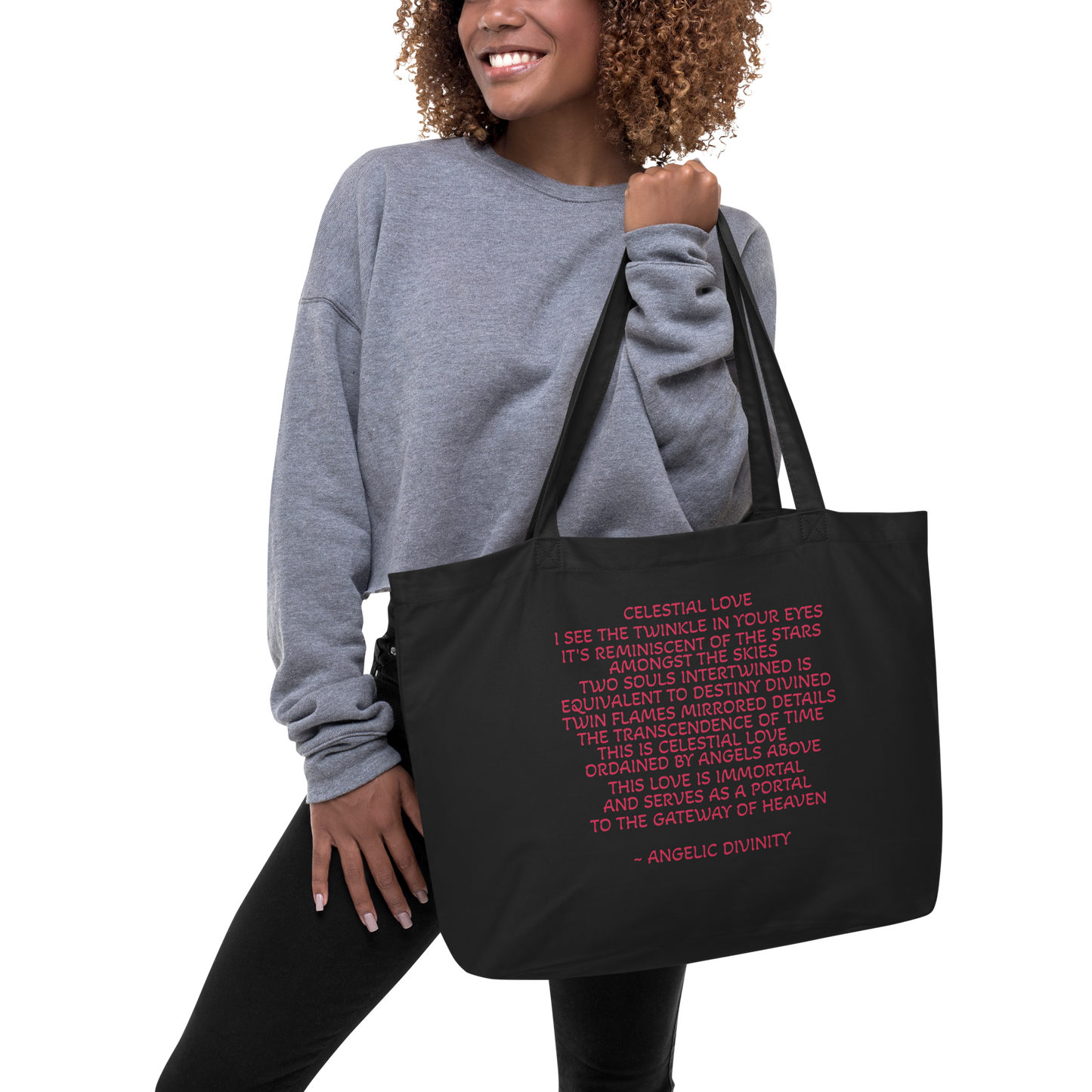 Celestial Love Poetry Organic Large Tote Bag