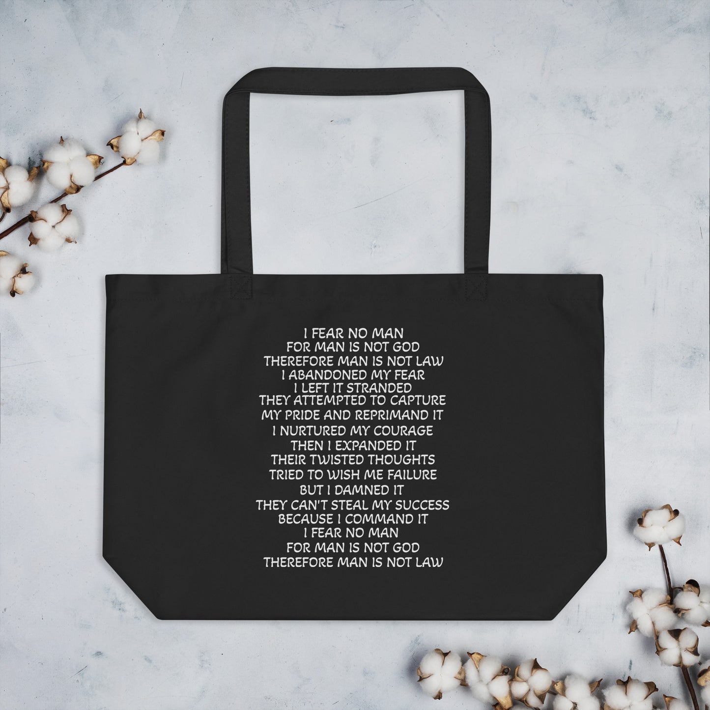 Fear No Man Large Organic Tote Bag