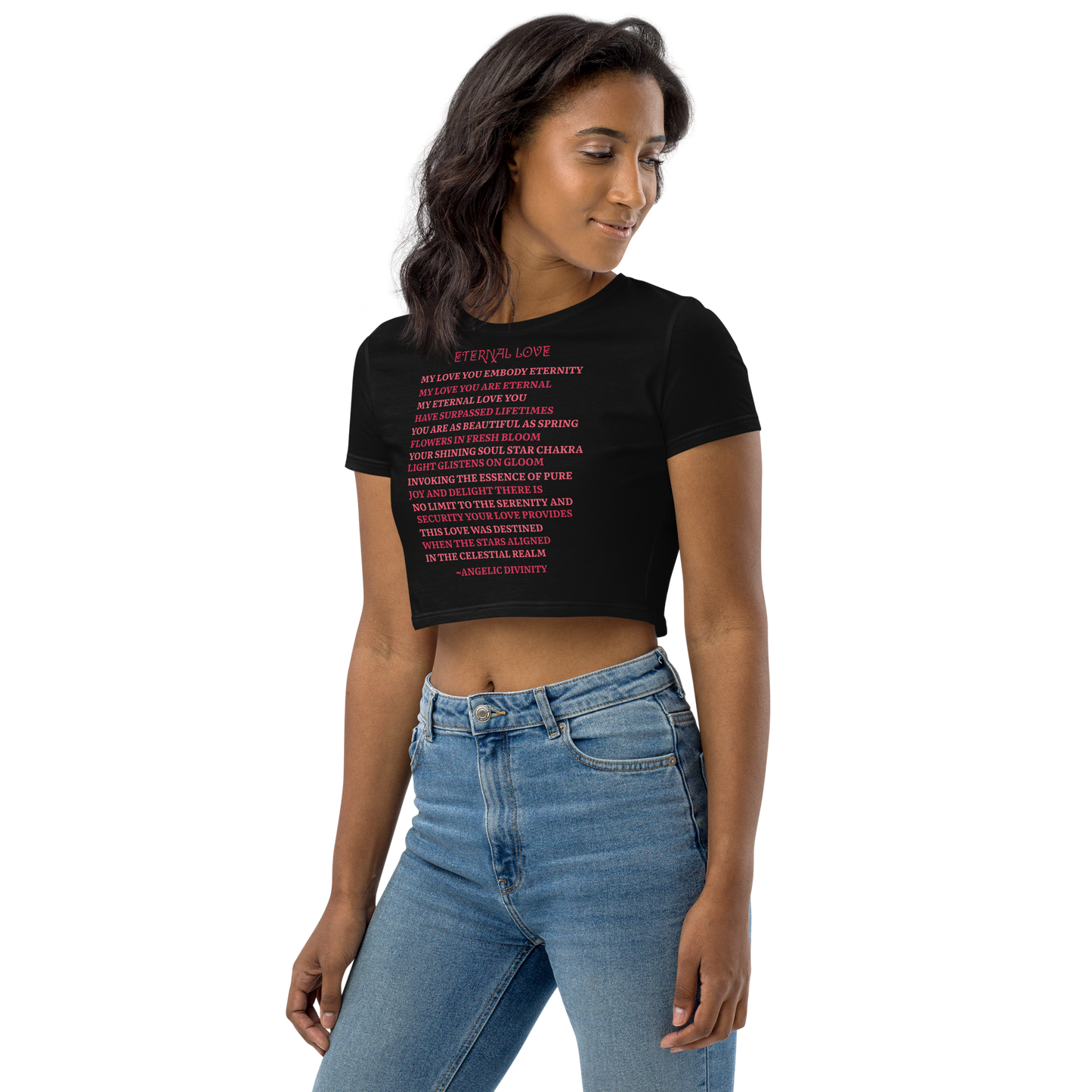 Women’s Eternal Love Poetry Fitted Crop Tee