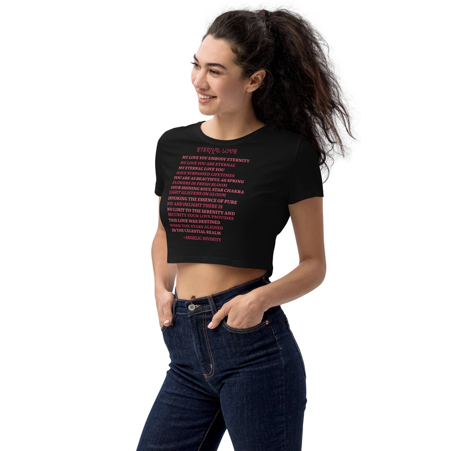 Women’s Eternal Love Poetry Fitted Crop Tee