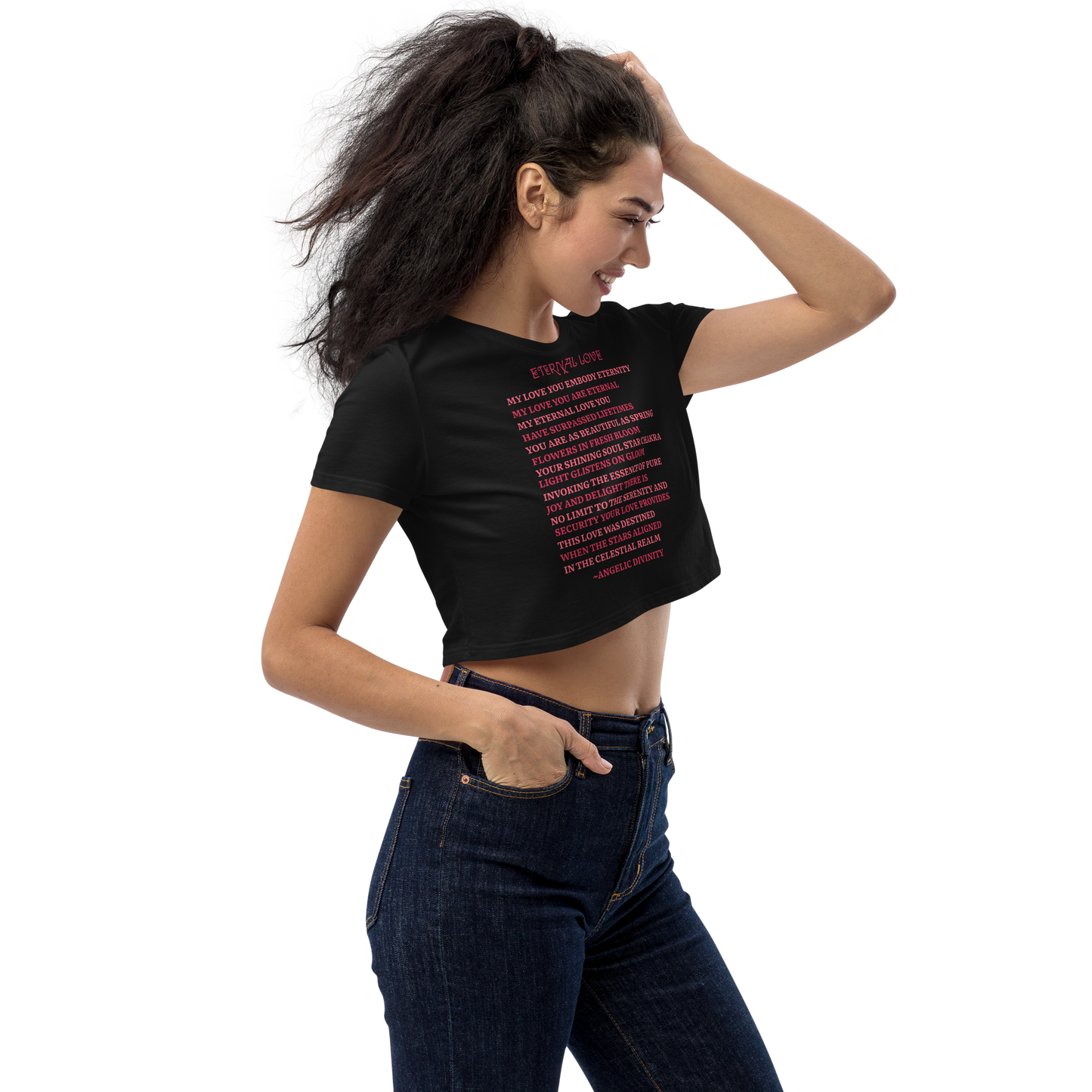 Women’s Eternal Love Poetry Fitted Crop Tee