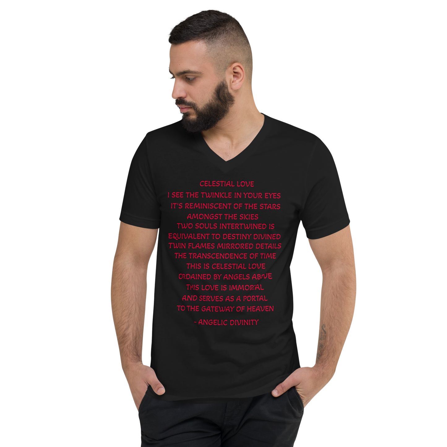 Men's Celestial Love Poetry V-Neck T-Shirt