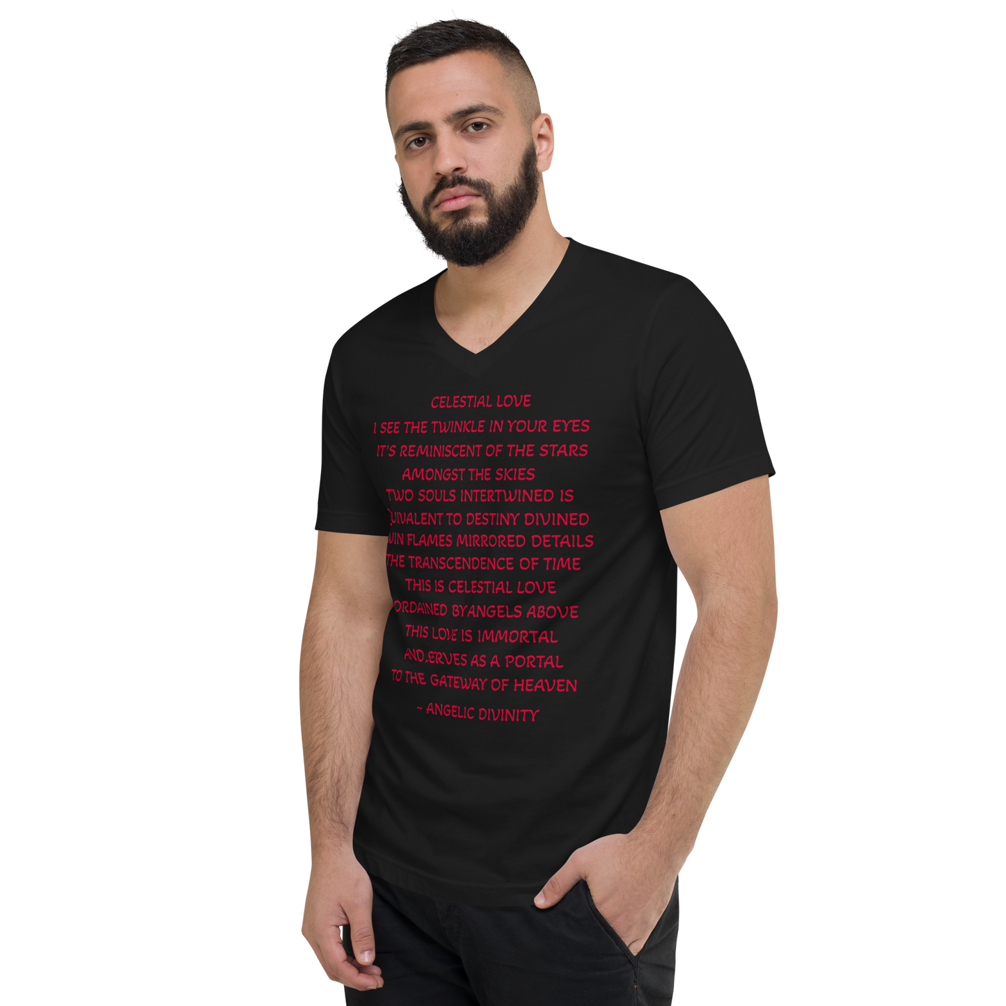 Men's Celestial Love Poetry V-Neck T-Shirt