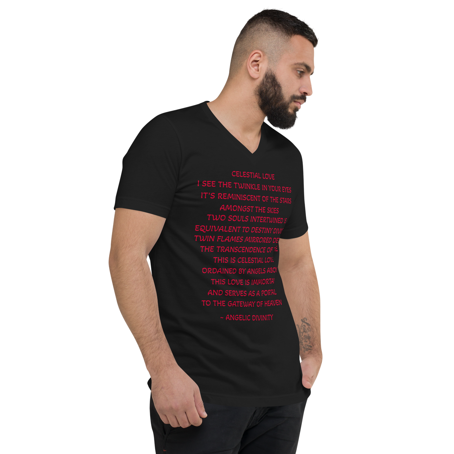 Men's Celestial Love Poetry V-Neck T-Shirt