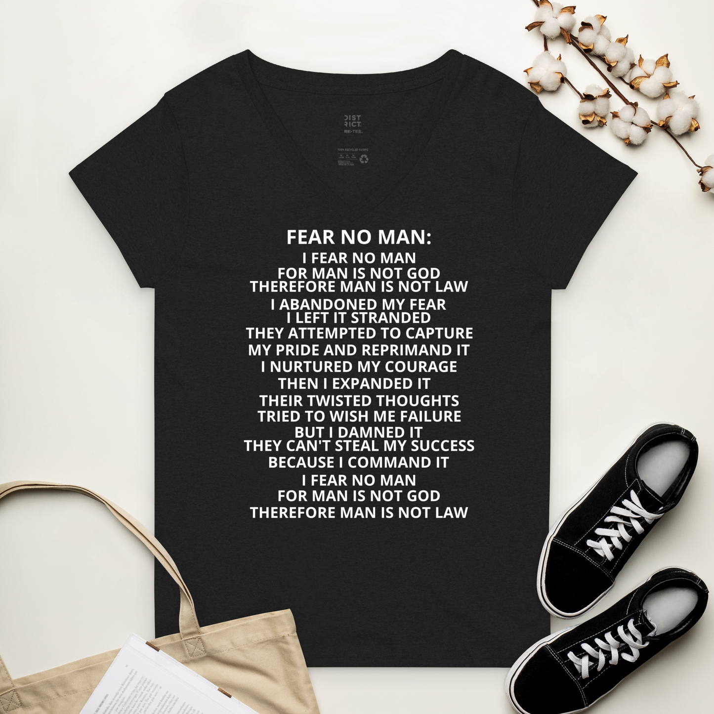 FEAR NO MAN Poetry V-neck T-shirt