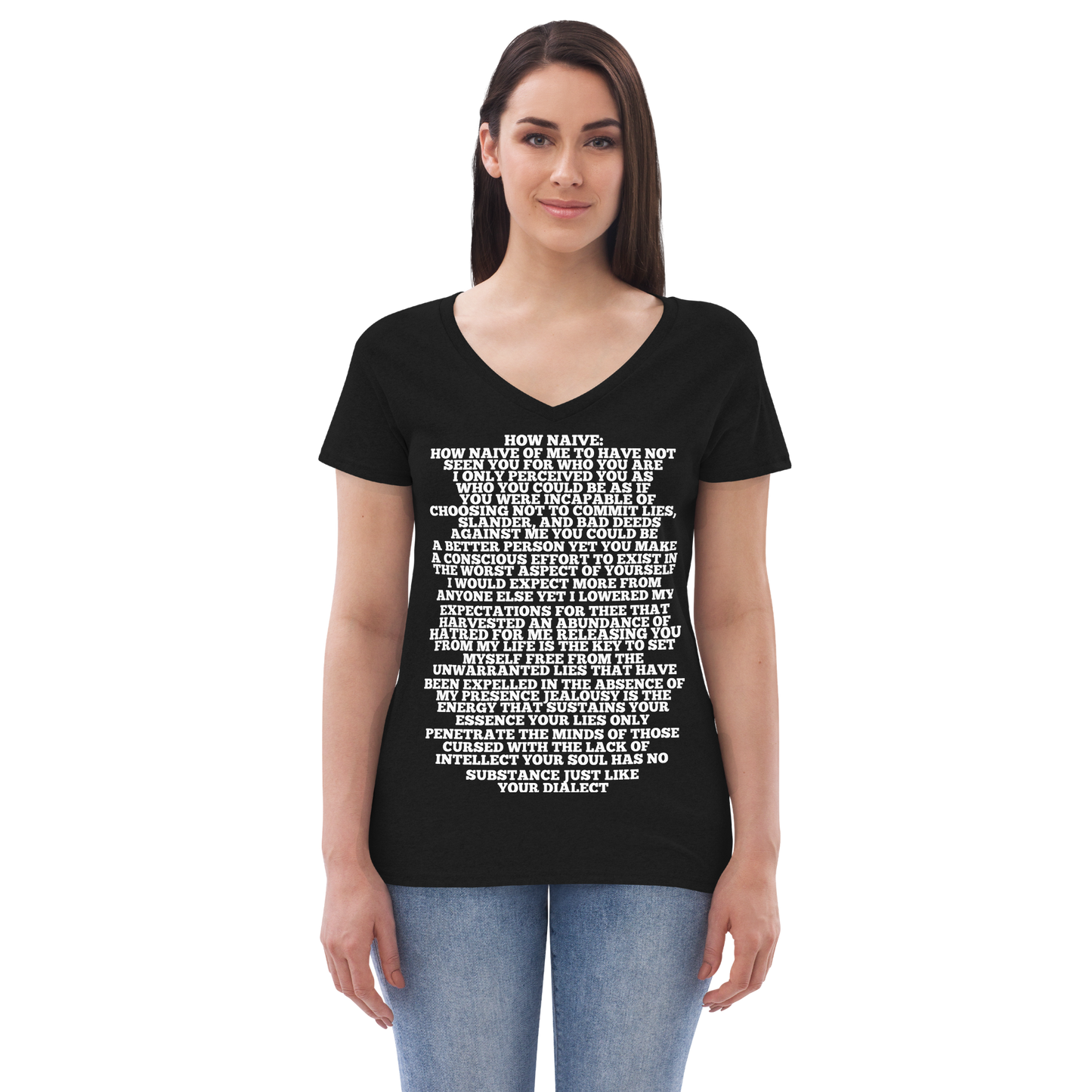 Relaxed Fit Women's How Naive Poetry V-Neck T-Shirt