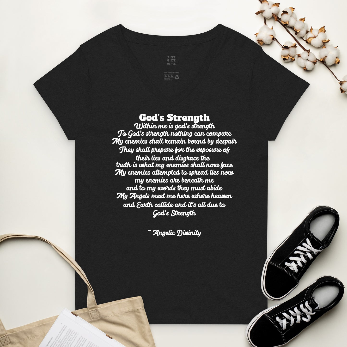 Women’s God's Strength Poetry V-Neck T-Shirt