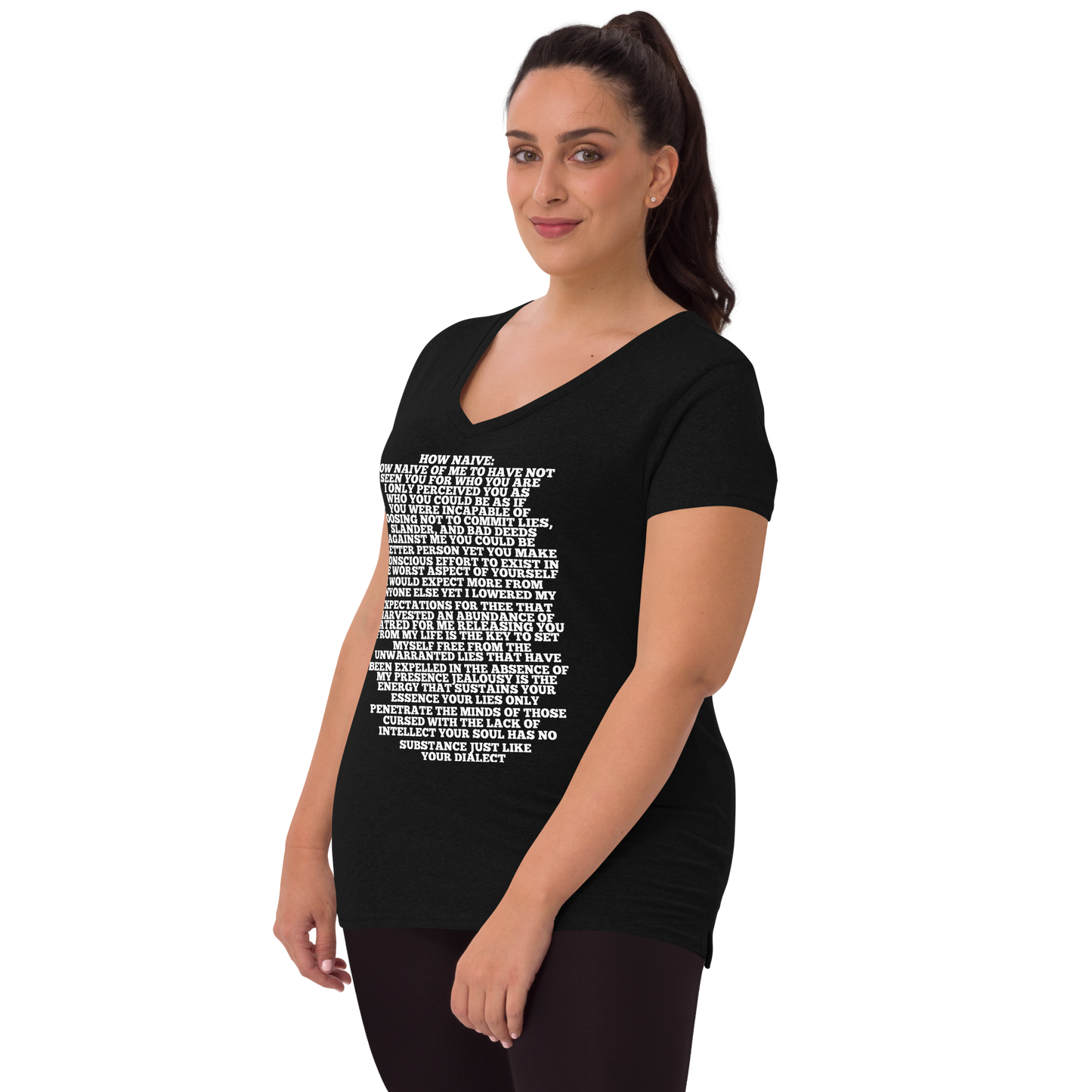 Relaxed Fit Women's How Naive Poetry V-Neck T-Shirt