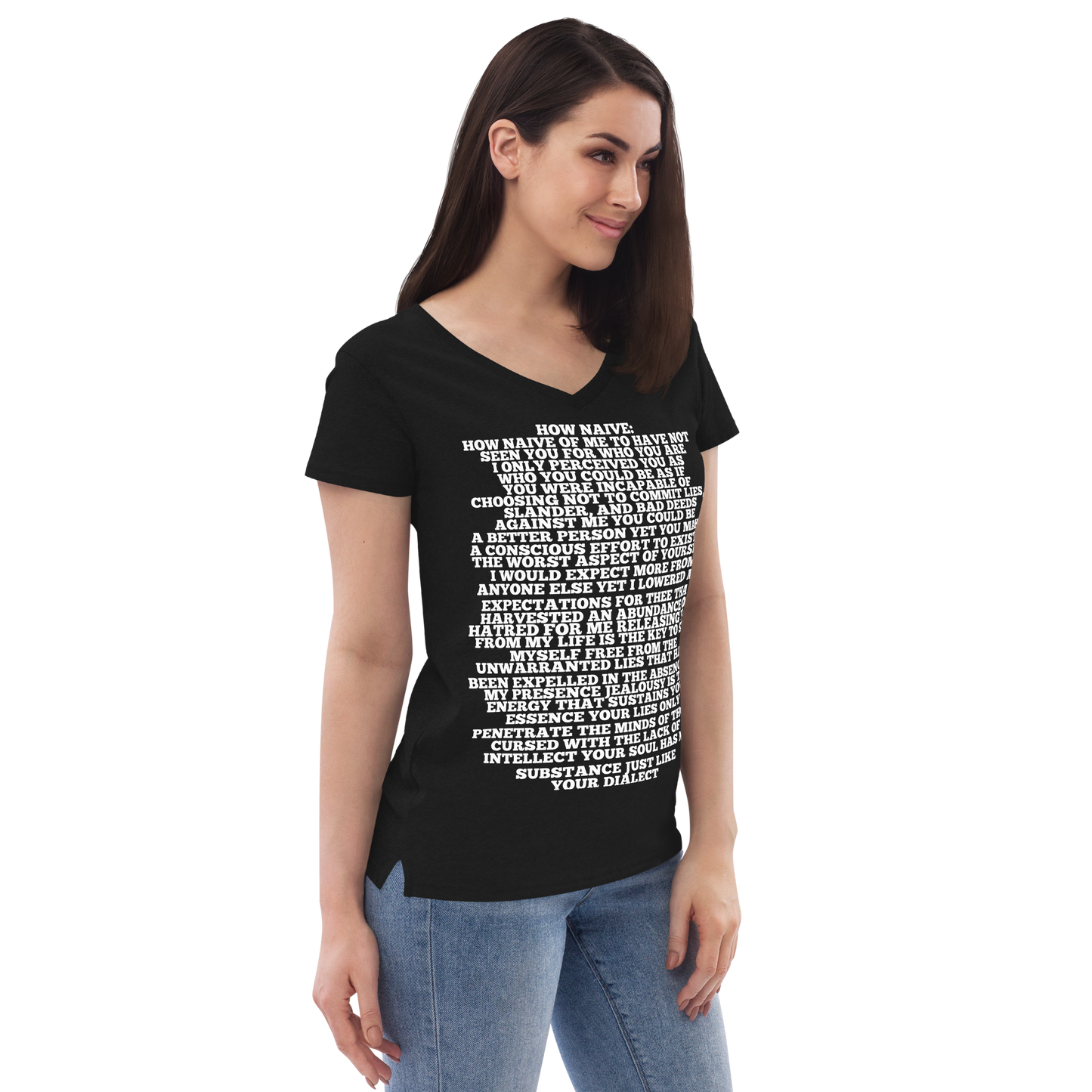 Relaxed Fit Women's How Naive Poetry V-Neck T-Shirt